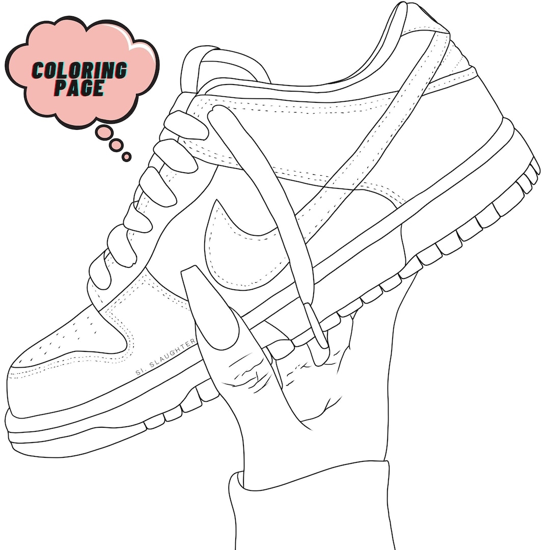 Sneaker Coloring Page Etsy