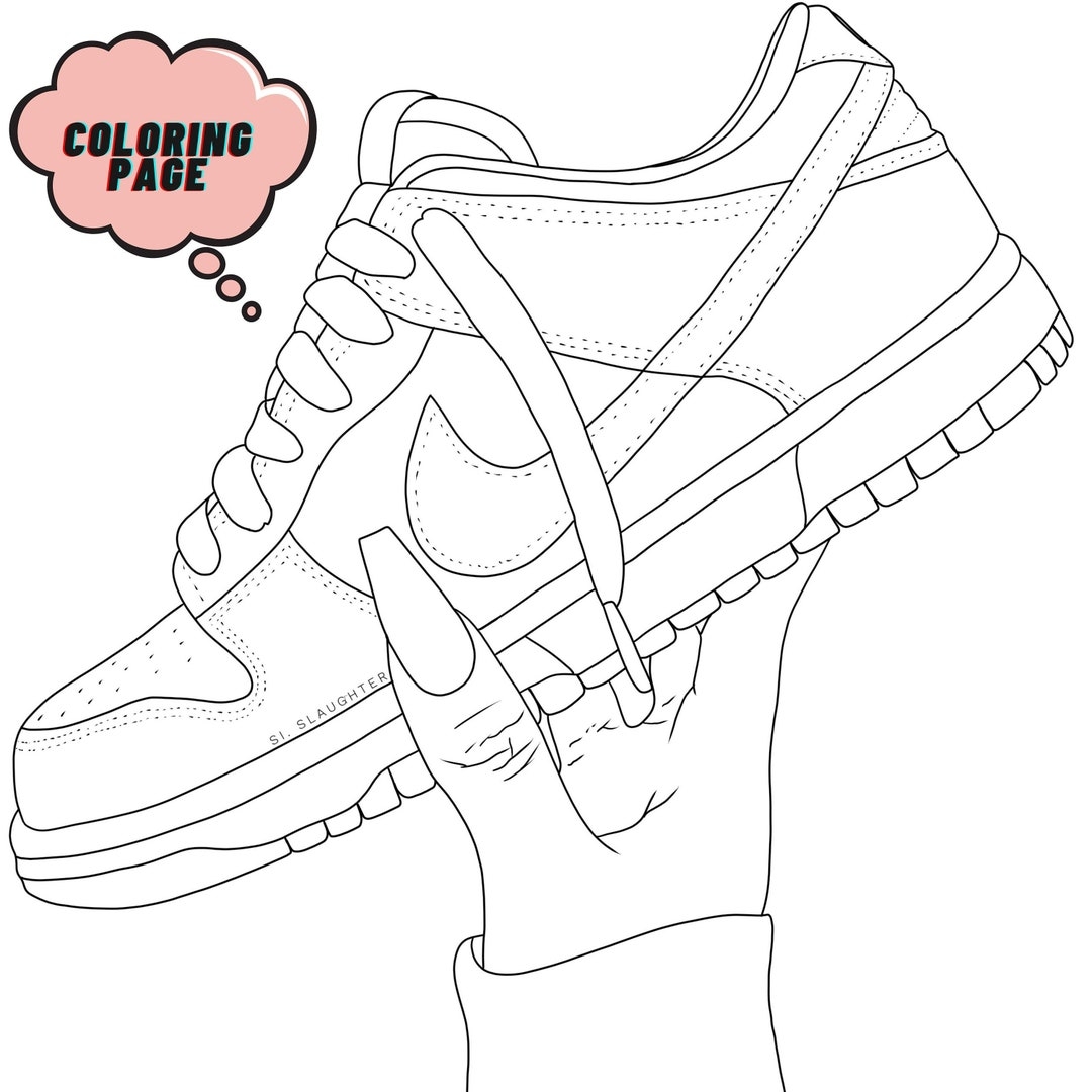Sneaker Coloring Page Etsy