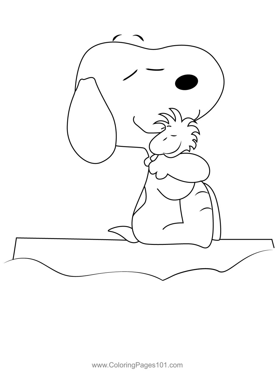 Snoopy Woodstock Hug Coloring Page For Kids Free Snoopy Printable Coloring Pages Online For