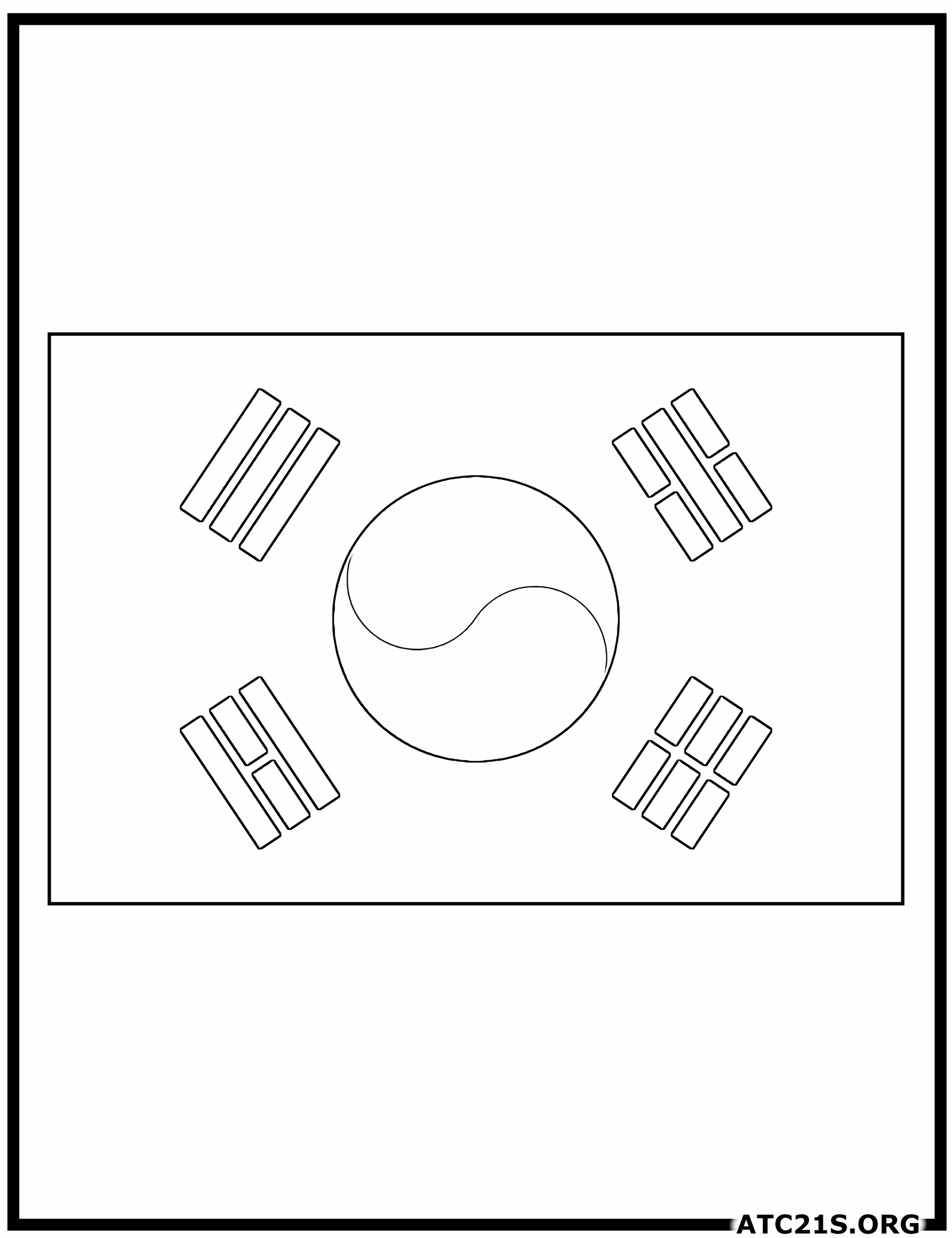 Korean Flag Coloring Page Printable