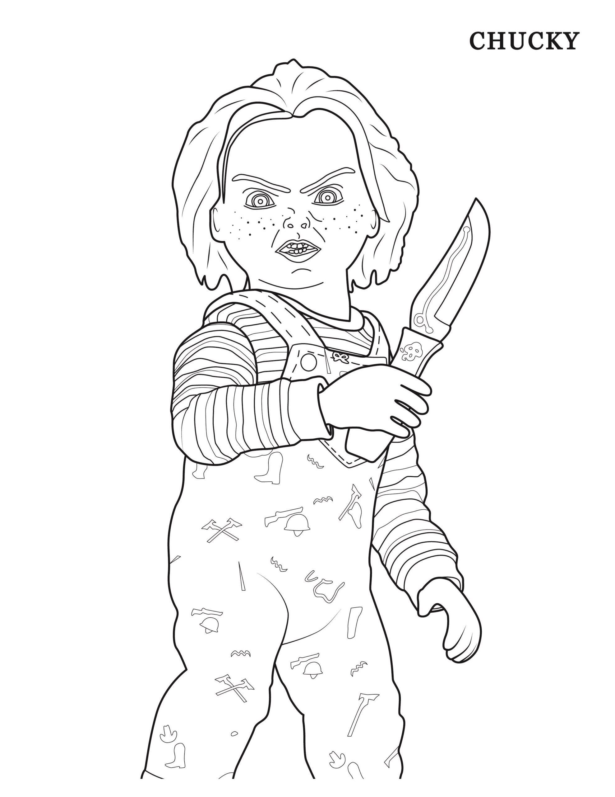 Spooky Chucky Coloring Pages Pdf To Print Coloringfolder
