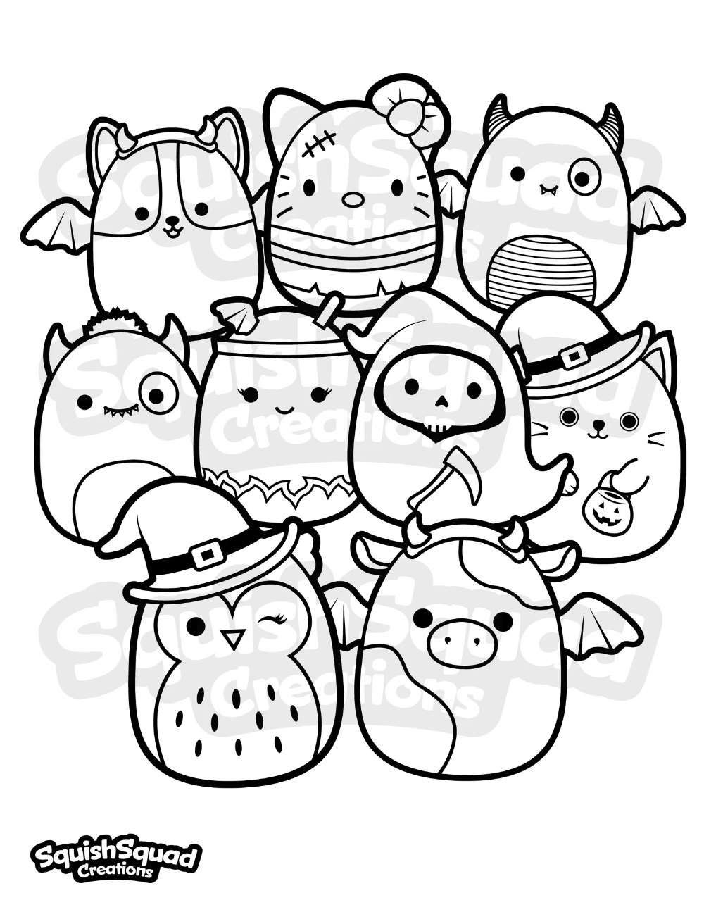 Squishmallow Halloween Coloring Page Printable Squishmallow Etsy Halloween Coloring Pages