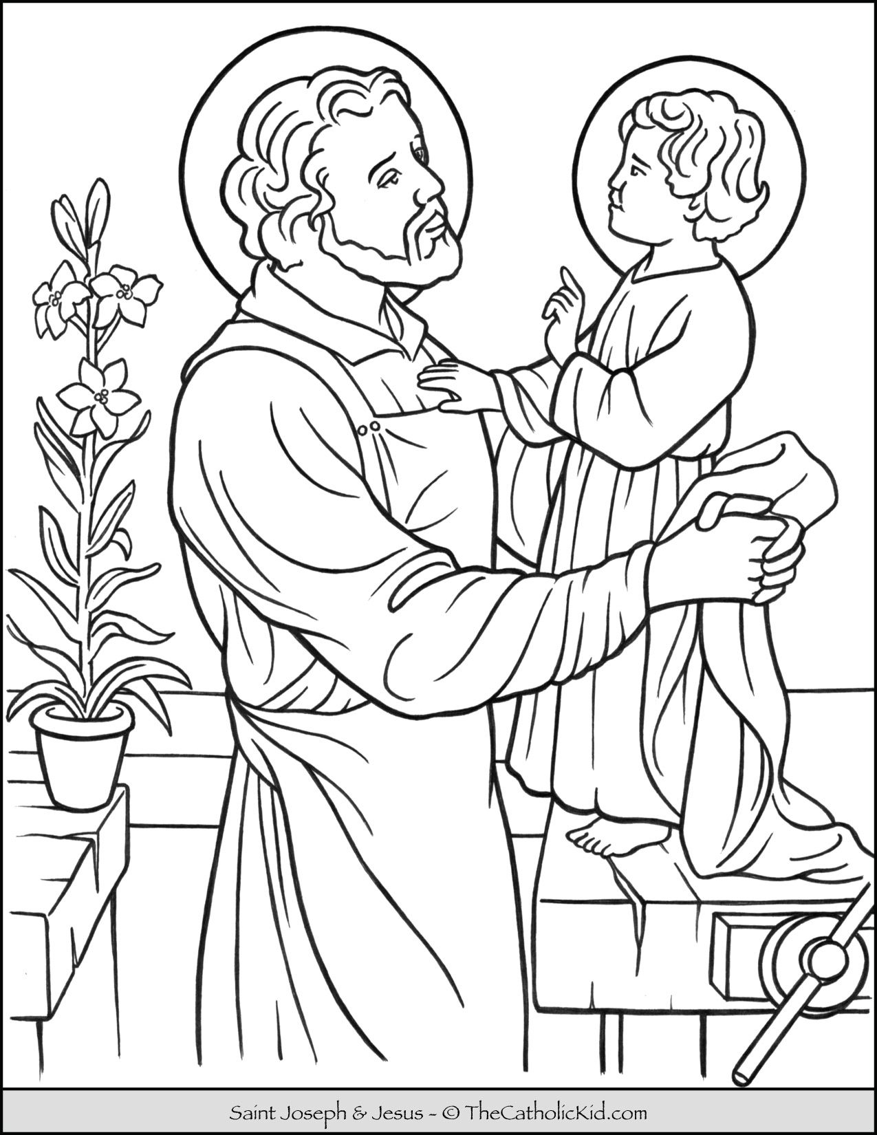 St Coloring Joseph Pages Kids Saint Saints Catholic Clipart Drawing John Sheets Feast Printable