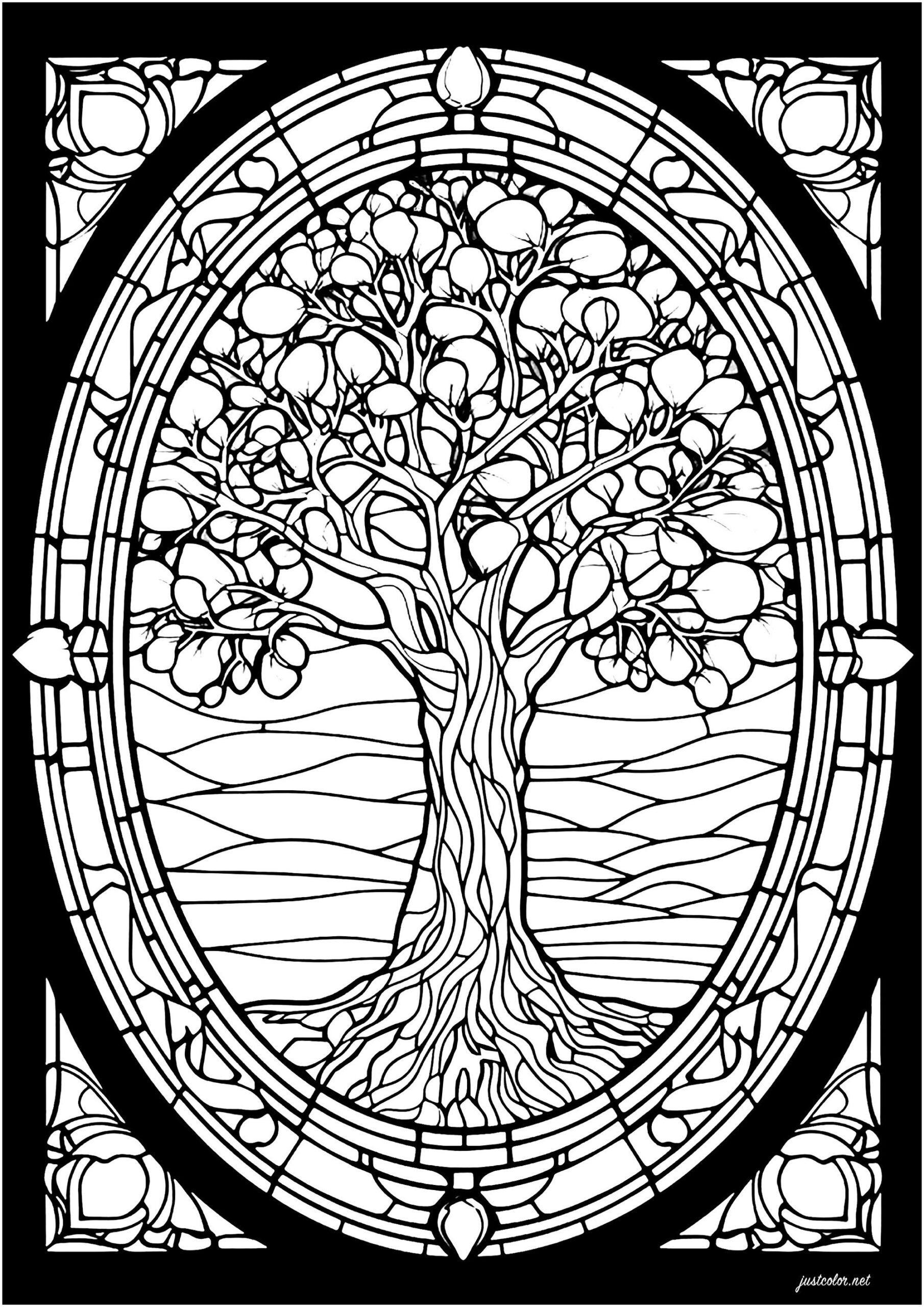 Printable Stained Glass Coloring Pages