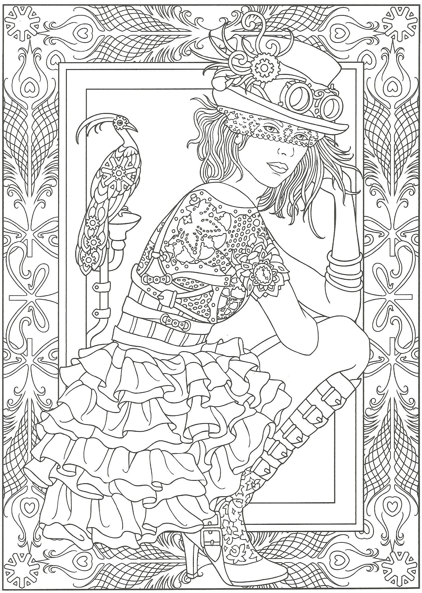 Steampunk Artwork By Marty Noble Adult Coloring Page From Creative Haven Steampunk Fashions