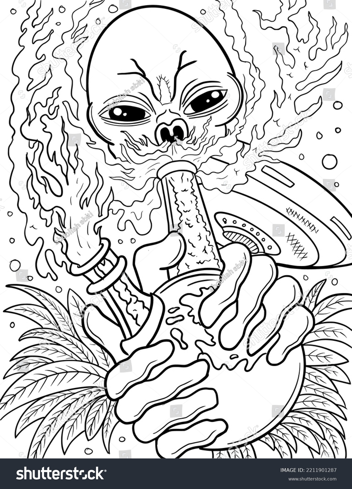 Stoner Trippy Coloring Page Fun Coloring Stock Vector Royalty Free 2211901287 Shutterstock