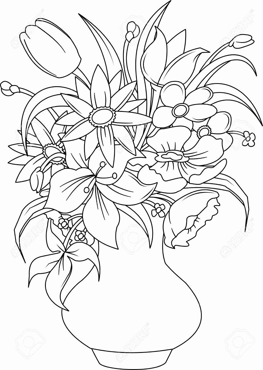 Summer Flower Coloring Pages Elegant Bouquet Of Summer Flowers In A White Vase Vector And