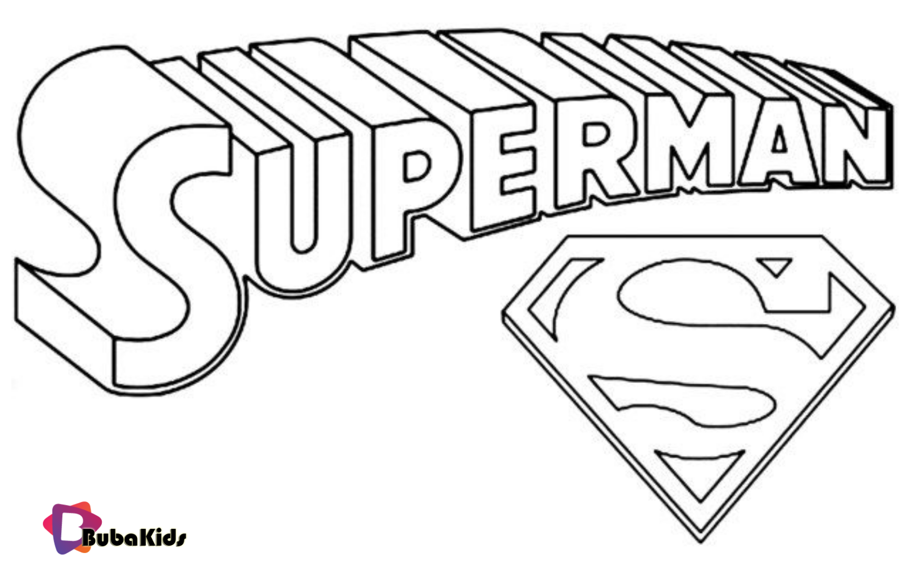 Superman Logo Printable Coloring Page BubaKids