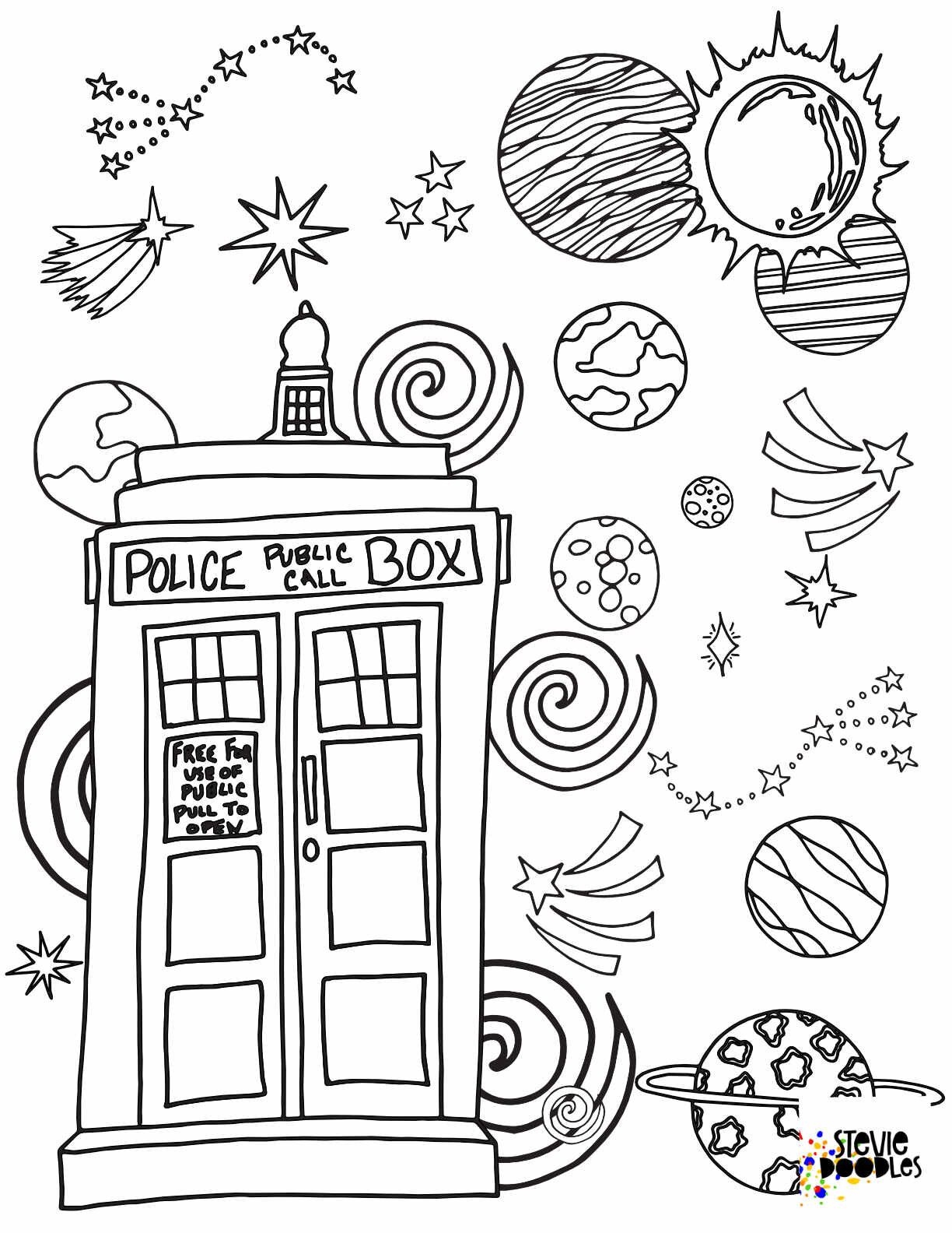TARDIS 3 Dr Who Inspired Coloring Pages Stevie Doodles Coloring Pages Free Kids