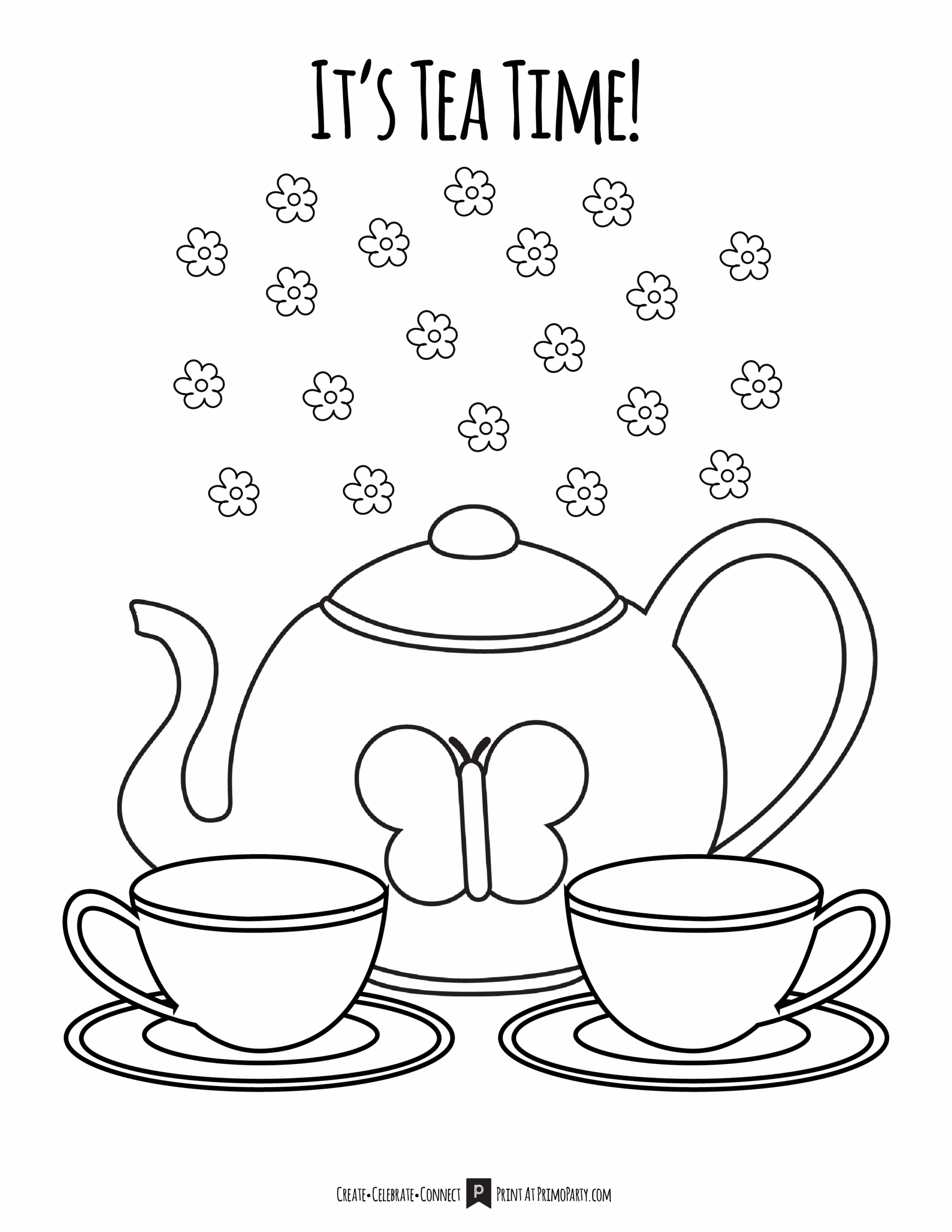 Printable Tea Party Coloring Pages