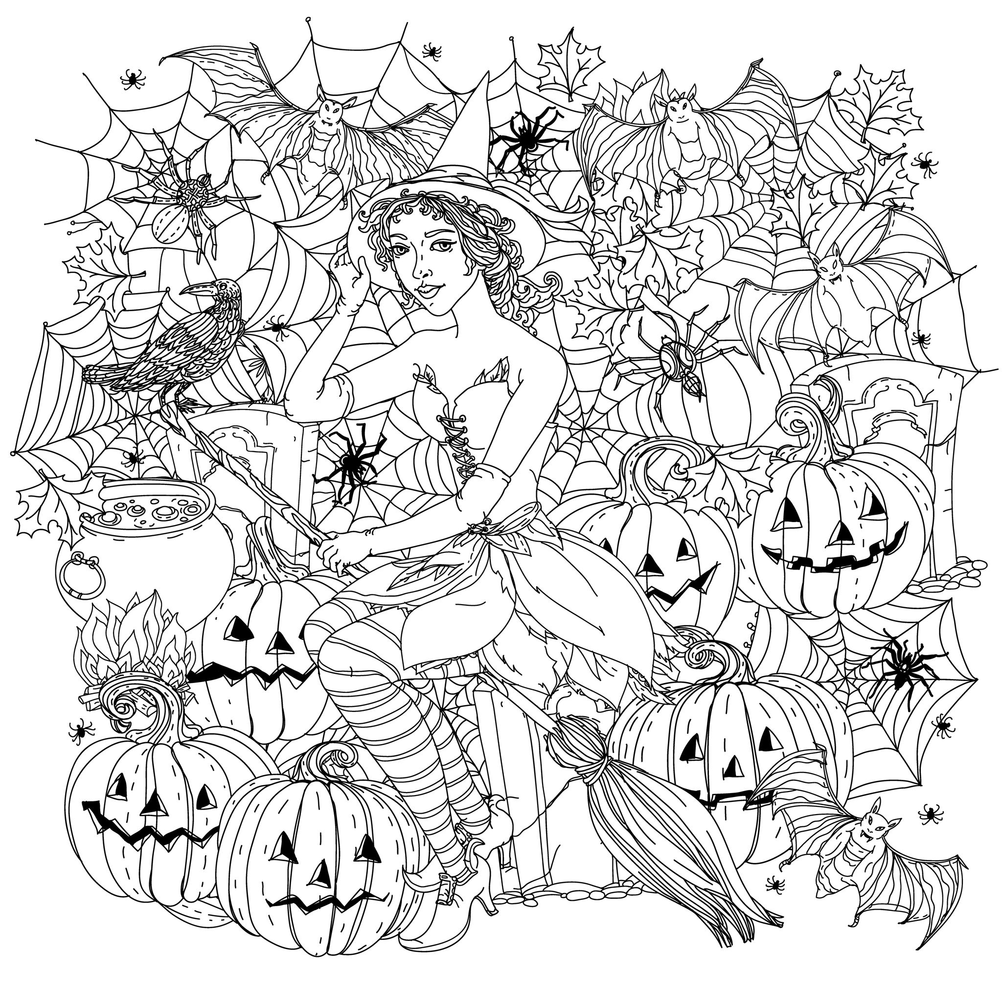 Printable Halloween Adult Coloring Pages