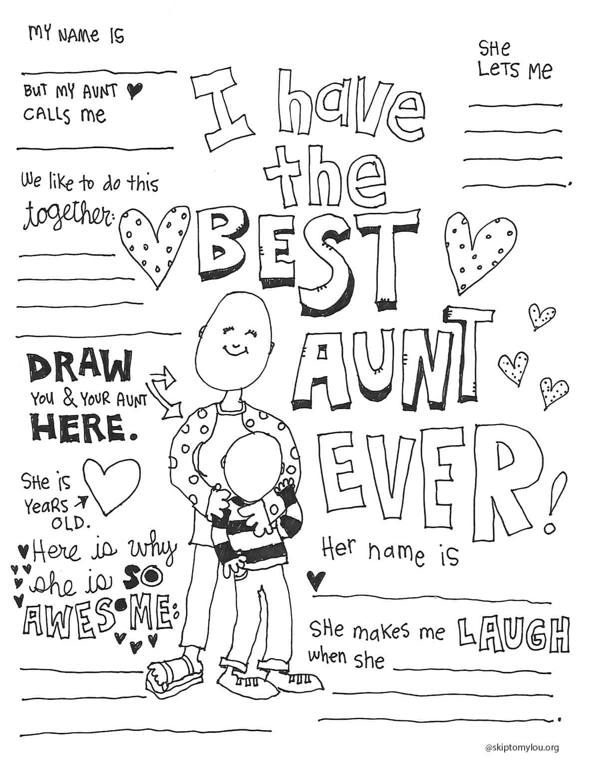 The BEST Aunt Coloring Page Skip To My Lou