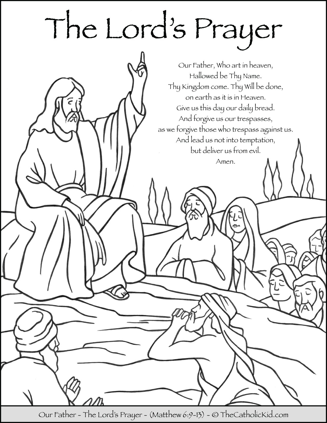 The Lord S Prayer Our Father Prayer Coloring Page TheCatholicKid