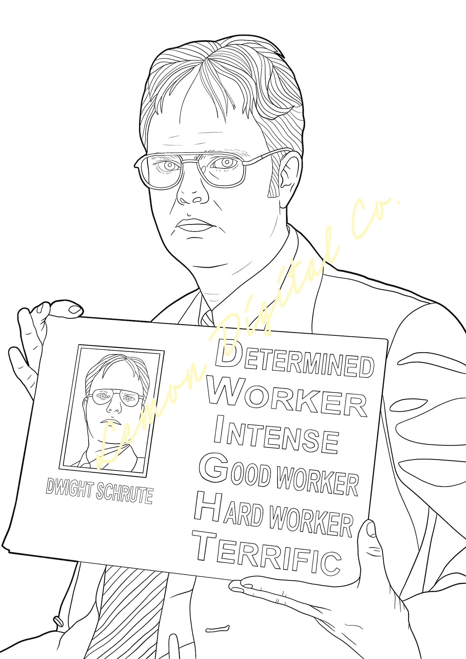 The Office Dwight Schrute Printable Adult Coloring Page Etsy