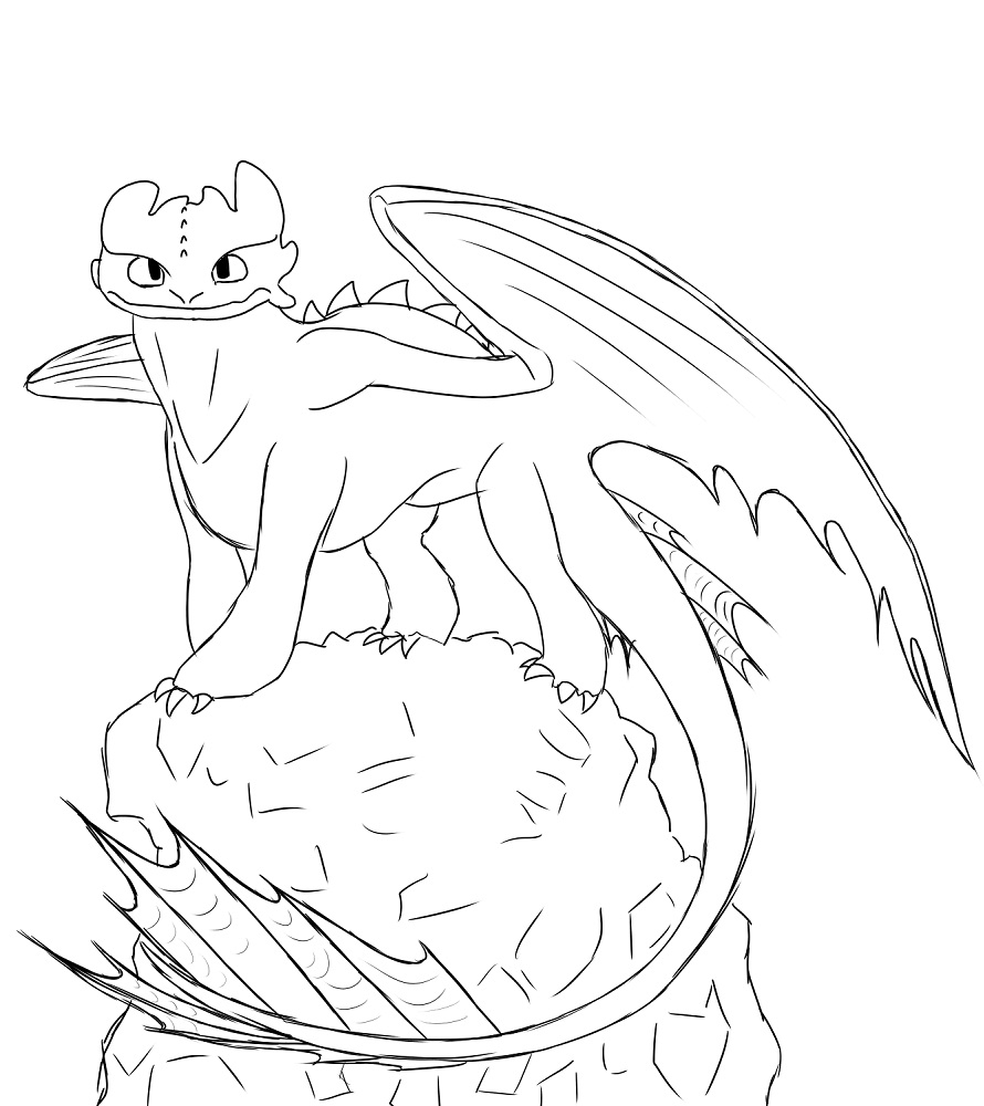 Toothless On A Rock Coloring Page Free Printable Coloring Pages For Kids