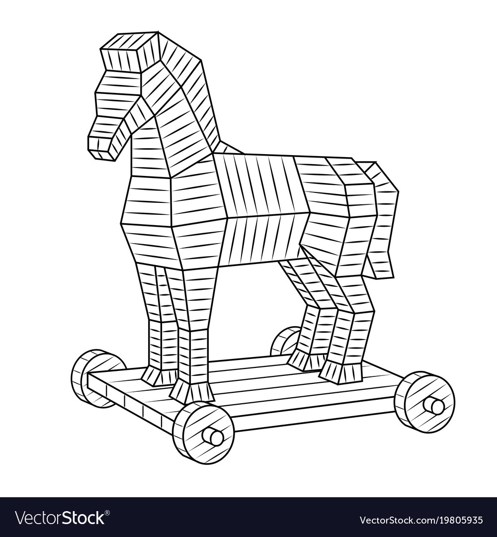 Trojan Horse Coloring Book Royalty Free Vector Image