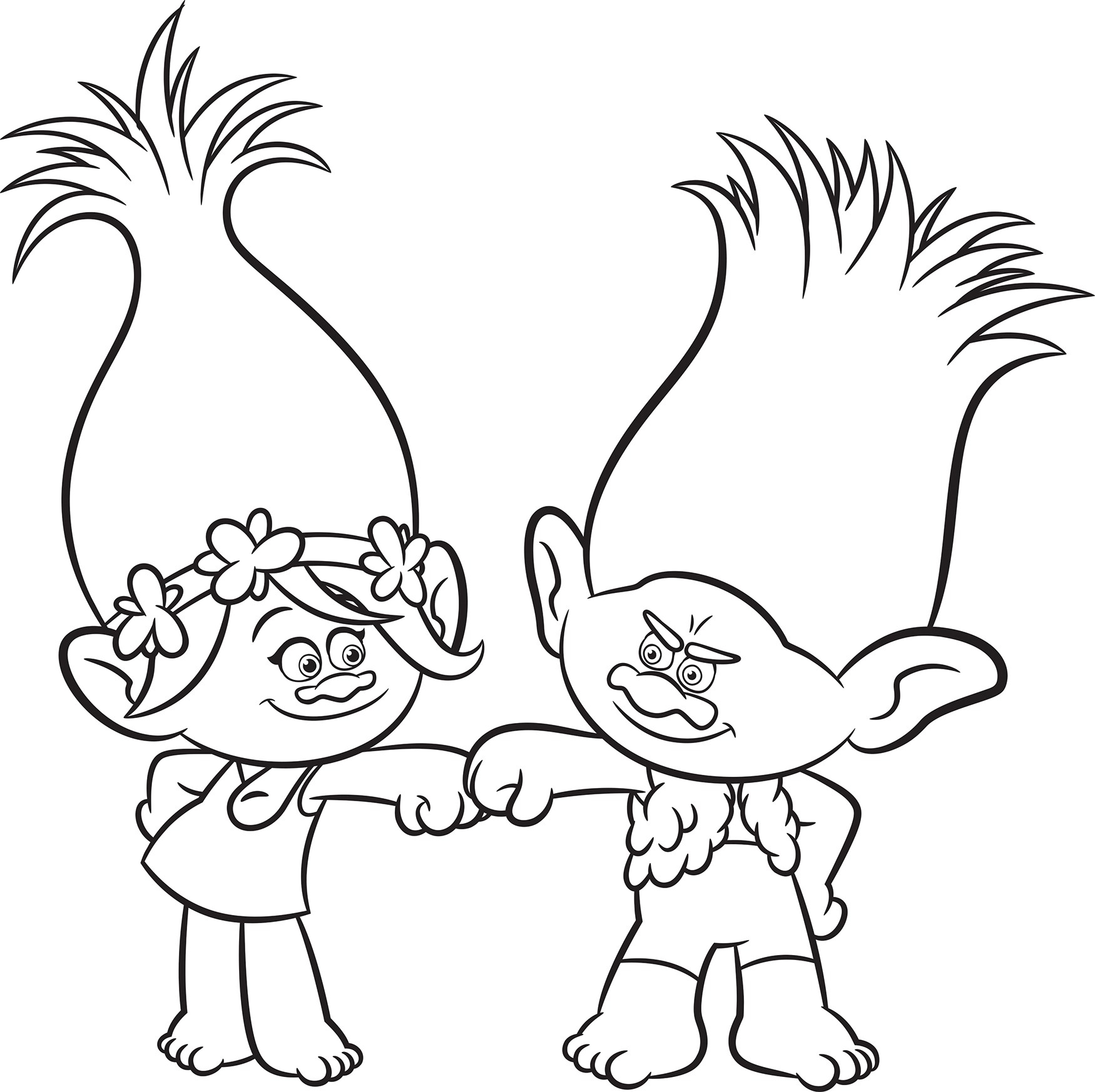 Printable Trolls Rainbow Coloring Pages