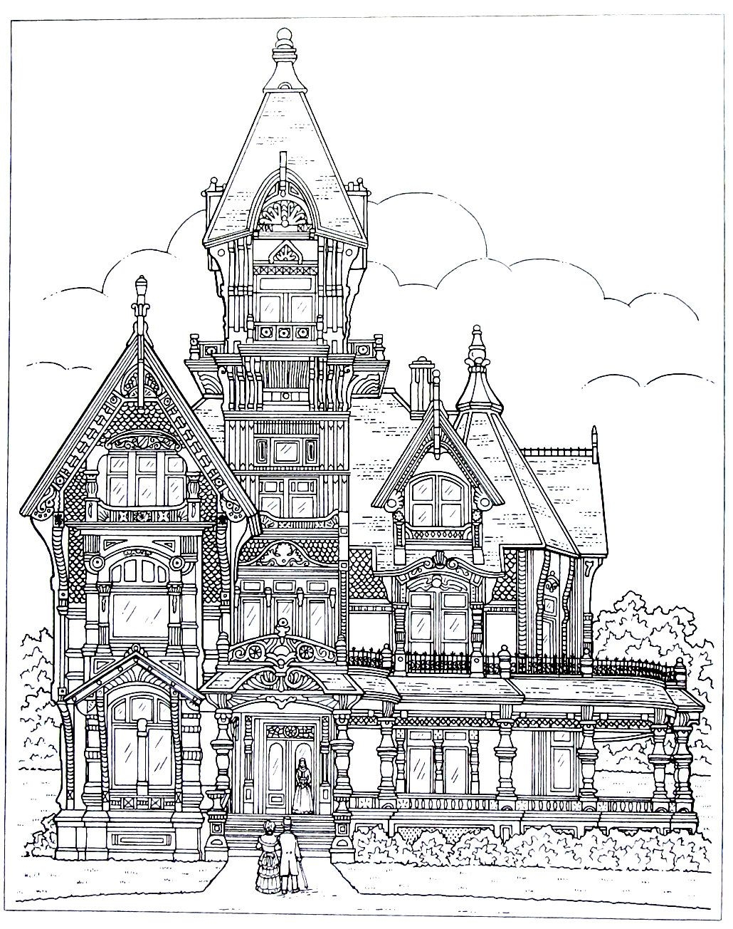Victorian House Printable Coloring Book Page The Carson Mansion From Eureka CA House Colouring