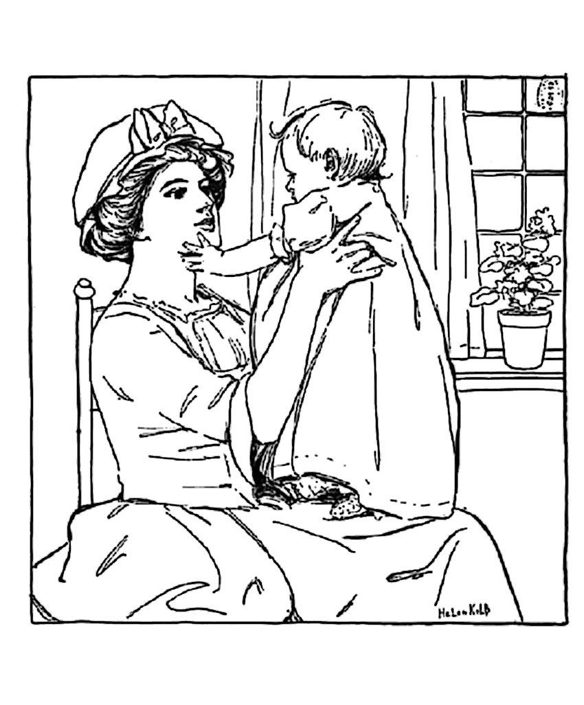 Vintage Drawing Mother And Girl Vintage Coloring Pages For Adults