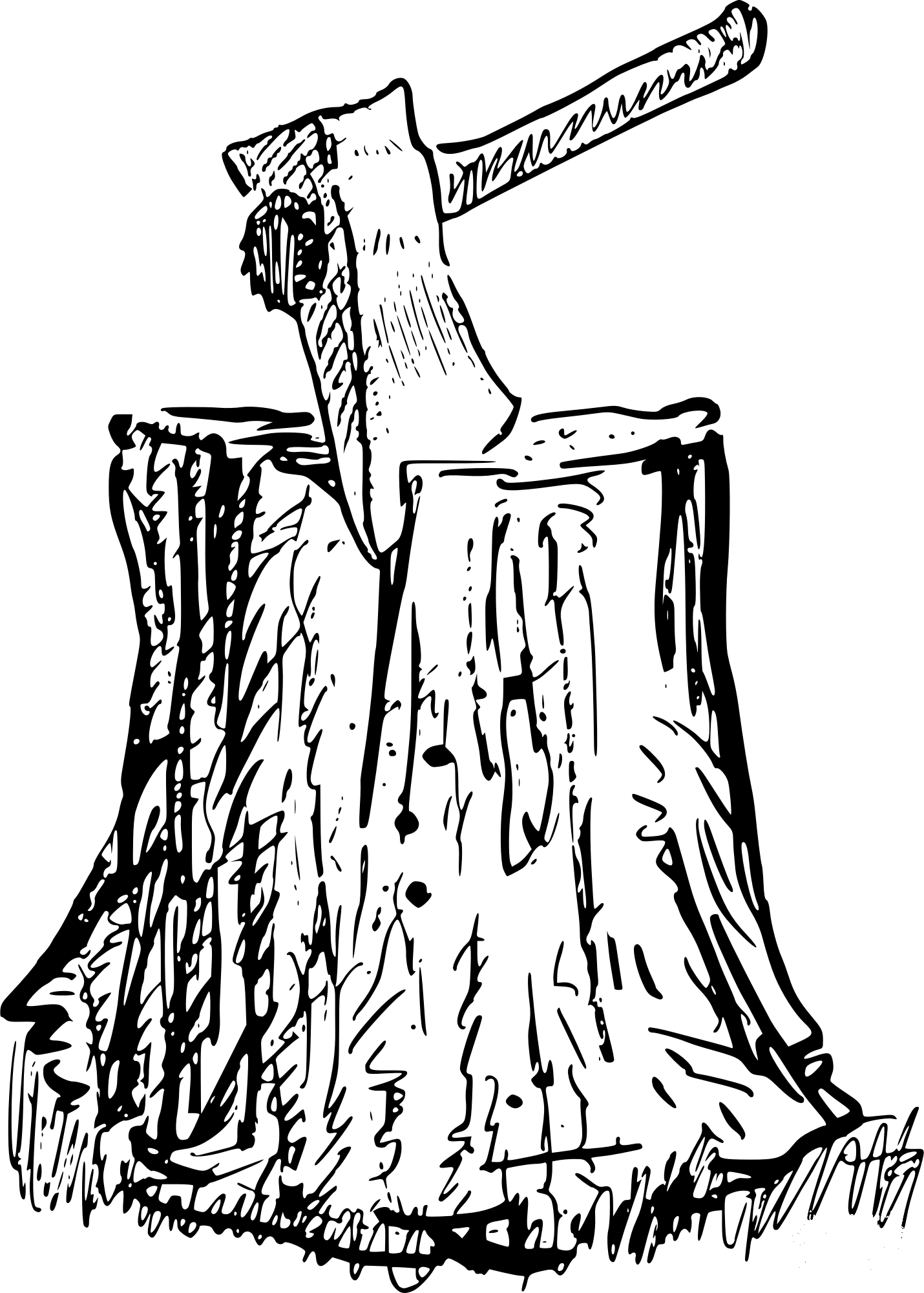 Vintage Hatchet And Stump Coloring Page ColouringPages