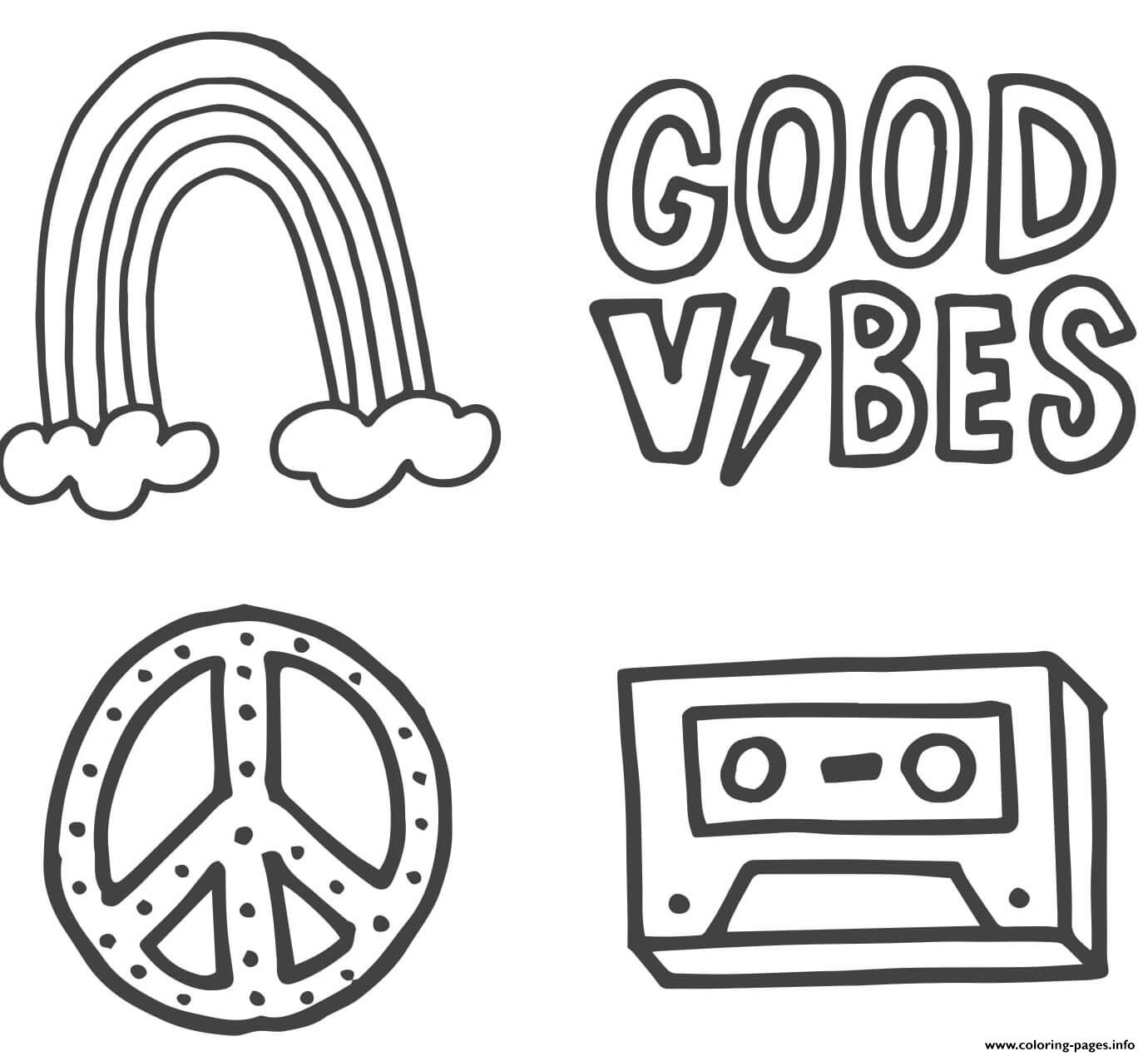 Vsco Girl Good Vibes Peace 1 Coloring Page Printable