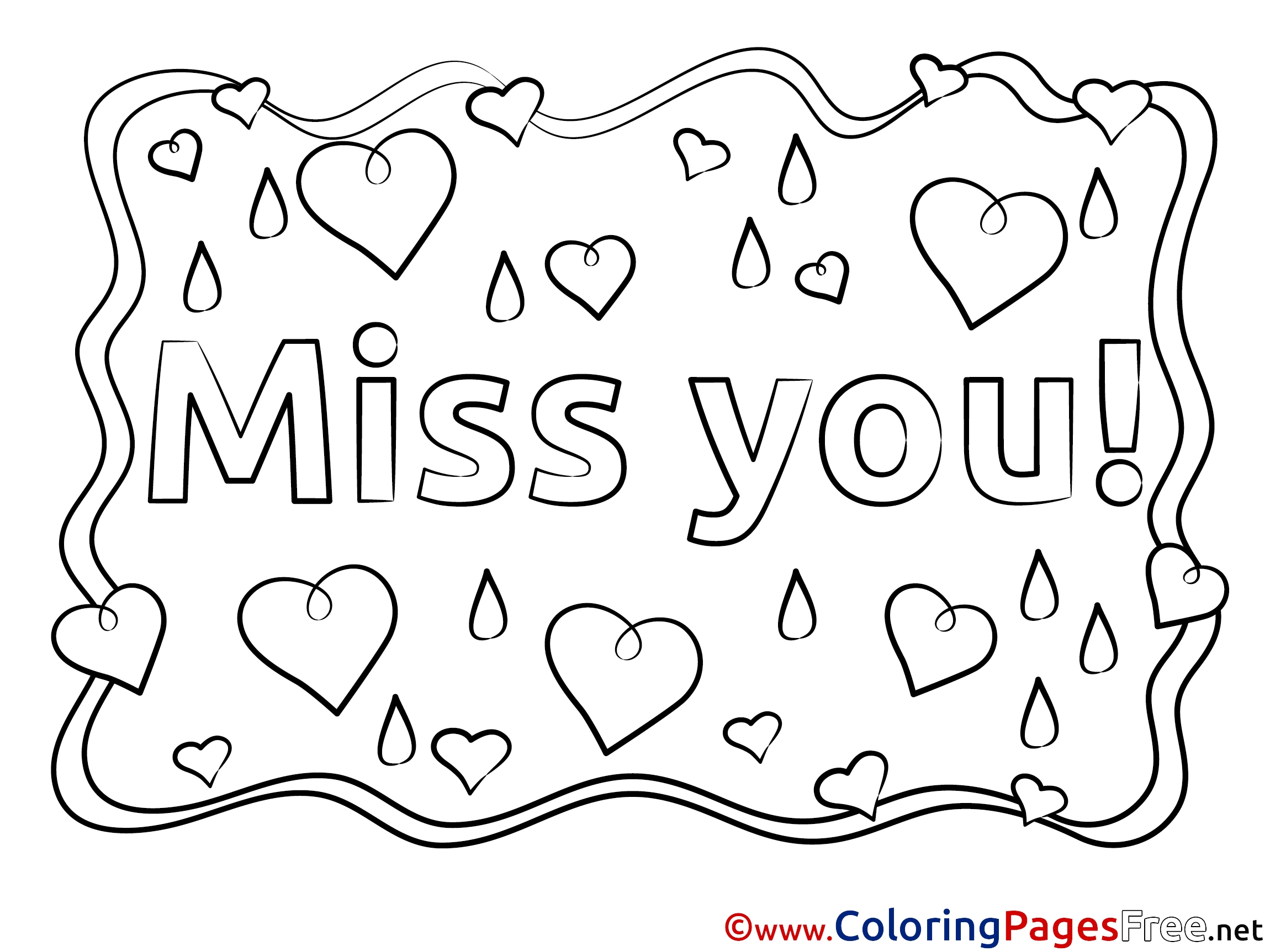 We Miss You Coloring Cards Pages Sketch Coloring Page