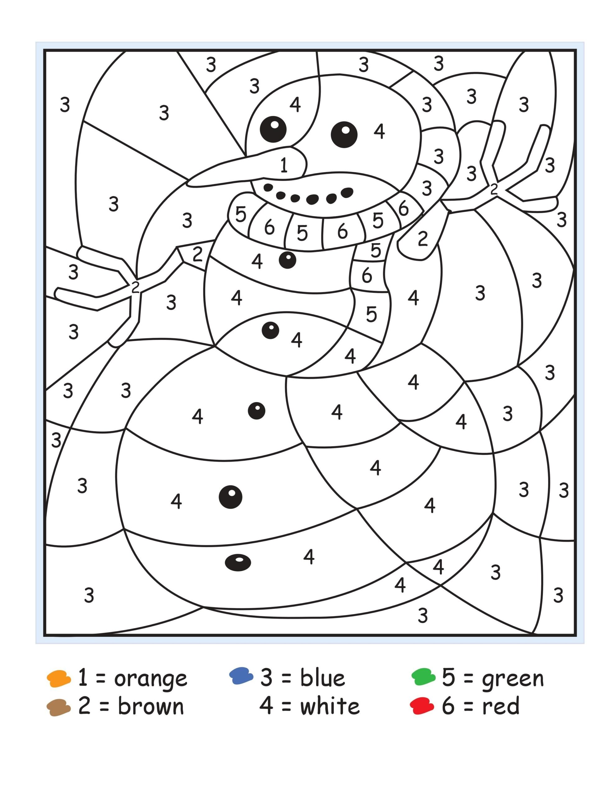 Winter Color Number Printables Numbers Halloween By For 5th Grade Adult Bible Kids Adult Math