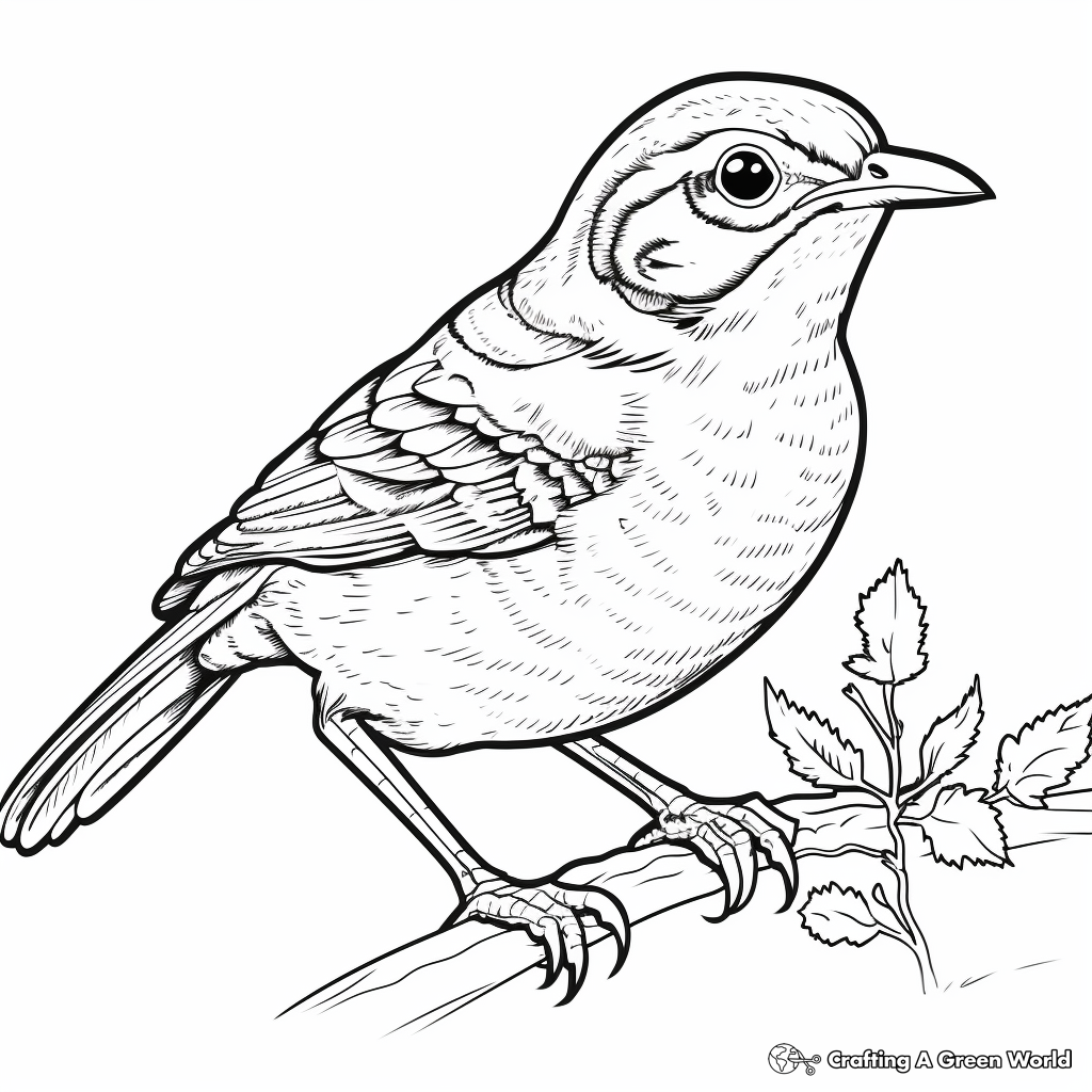 Printable Realistic Wren Coloring Pages