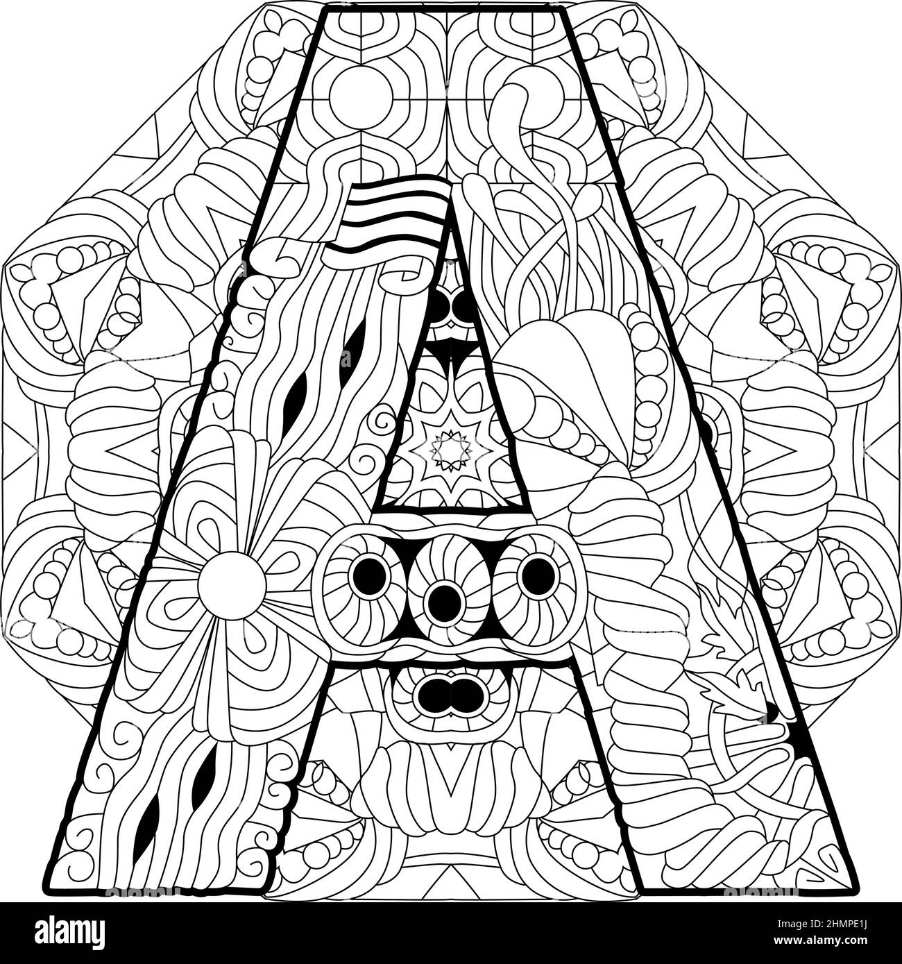 Zentangle Stylized Alphabet Letter J On Mandala Vector Illustration For Coloring Ethnic Pattern Stock Vector Image Art Alamy