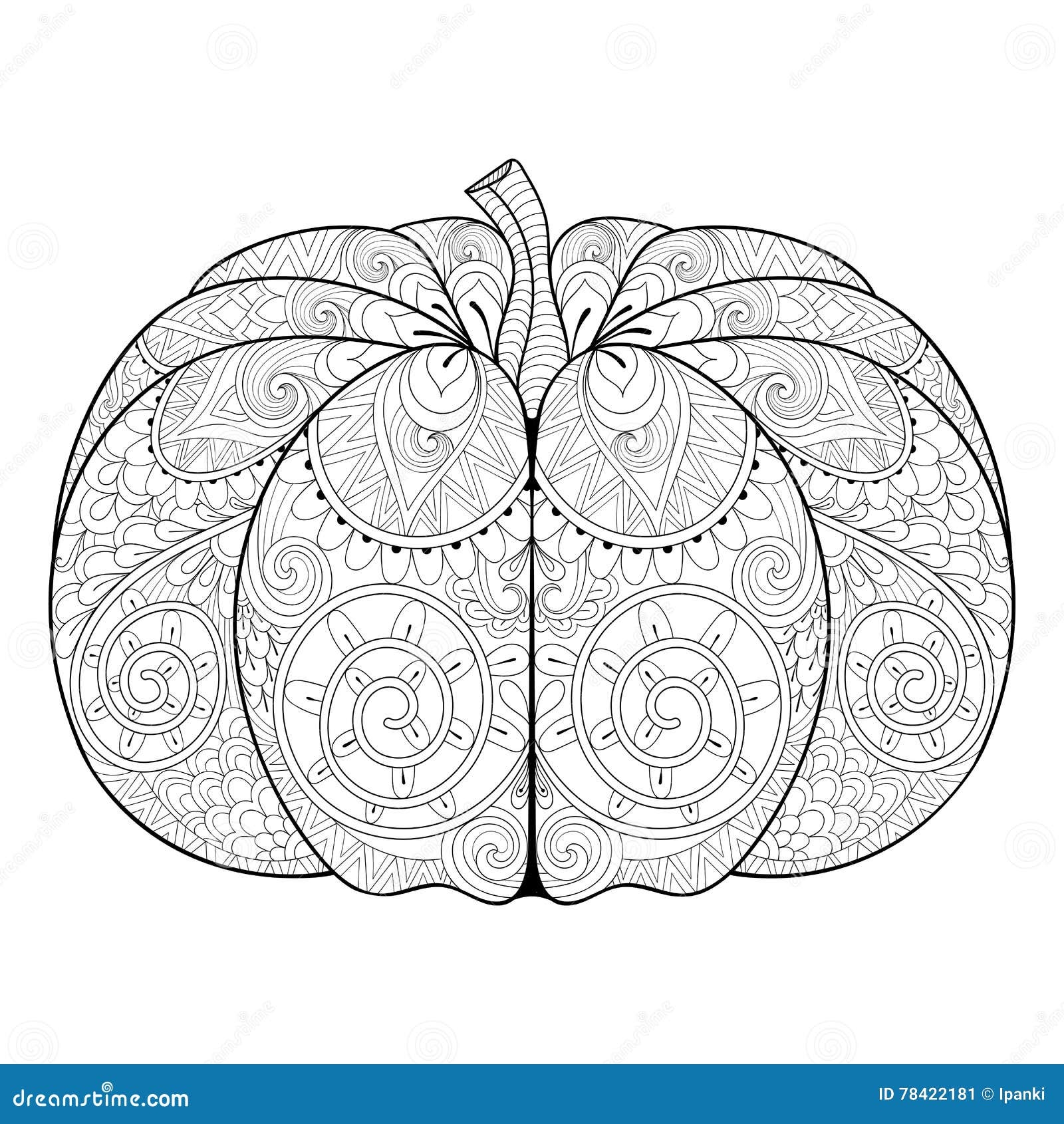 Zentangle Stylized Autumn Pumpkin For Thanksgiving Day Halloween Freehand Sketch For Adult Anti Stress Coloring Page With Stock Vector Illustration Of Invitation Holiday 78422181