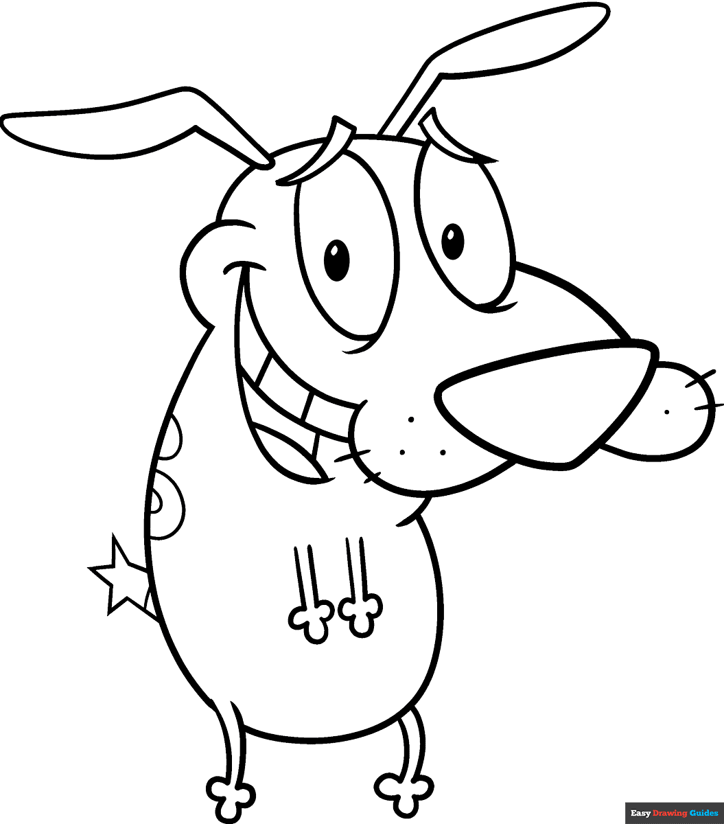 Courage The Cowardly Dog Coloring Page Easy Drawing Guides